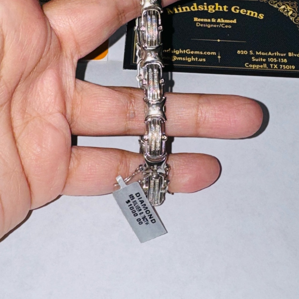 Real Diamond Bracelet for men, Gift for him, FREE APPRAISAl, .75cttw Natural dia - Picture 2 of 4